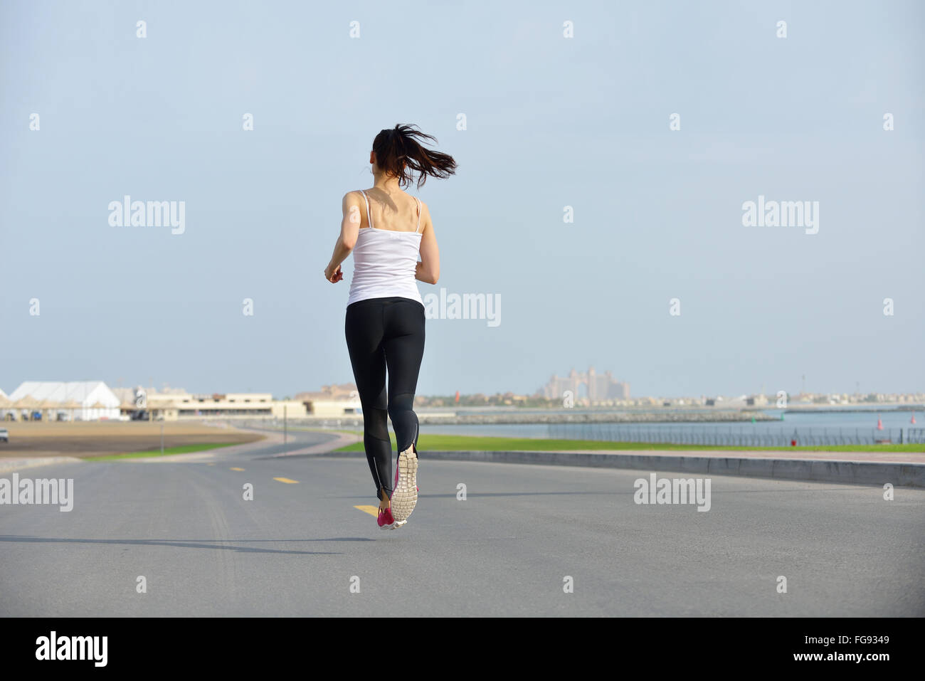 woman jogging at morning Stock Photo