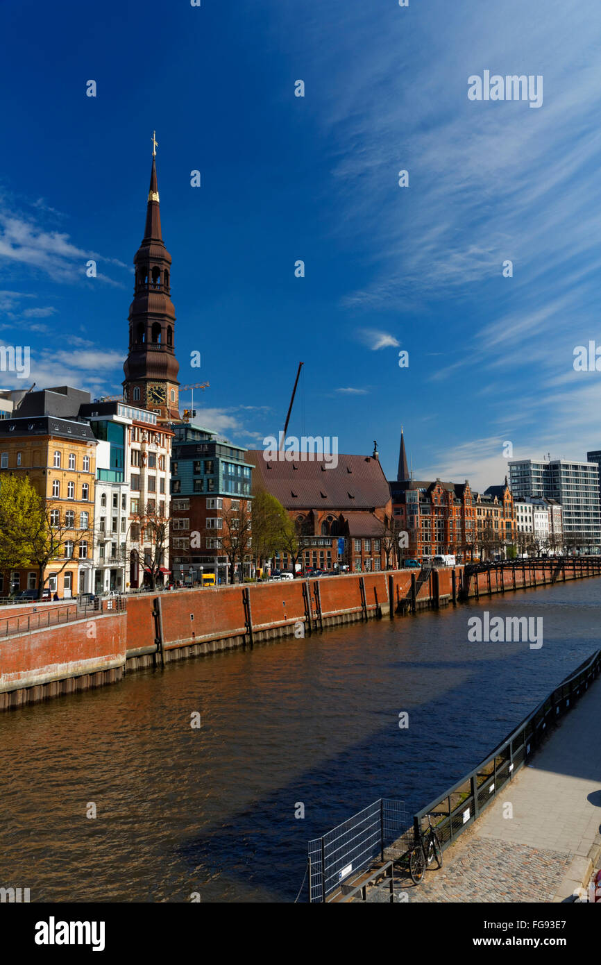 geography / travel, Germany, Hamburg, old town, St. Catherine's Church, Zollkanal, Additional-Rights-Clearance-Info-Not-Available Stock Photo