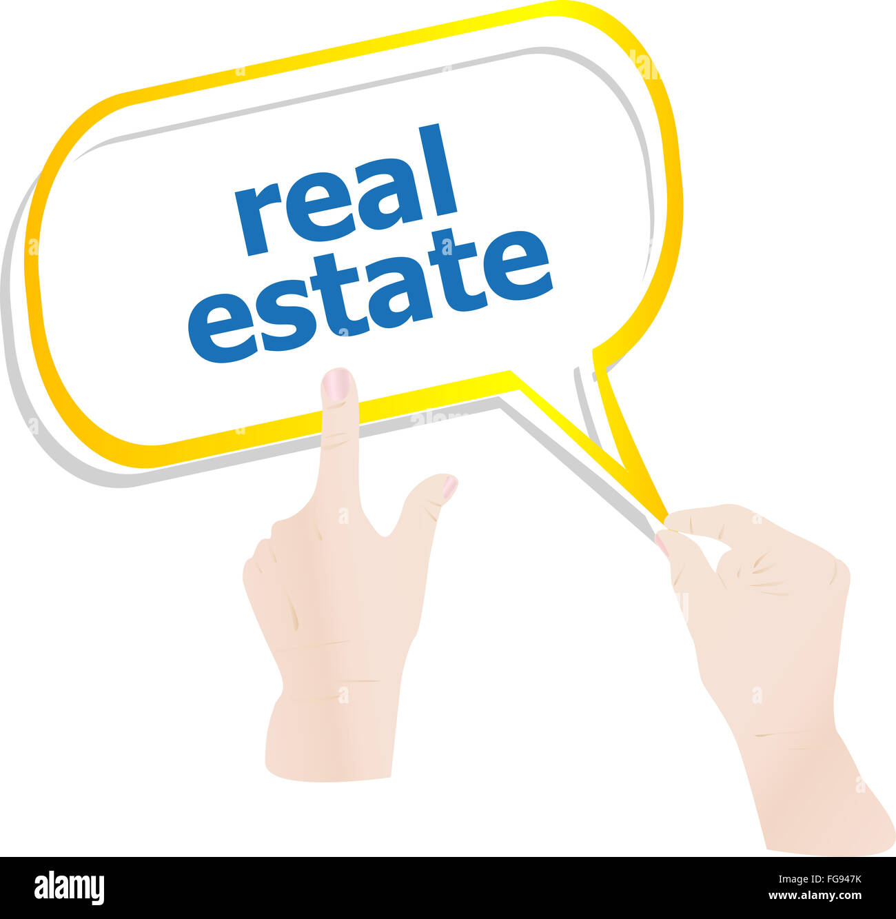 hands holding abstract cloud with real estate word Stock Photo Alamy