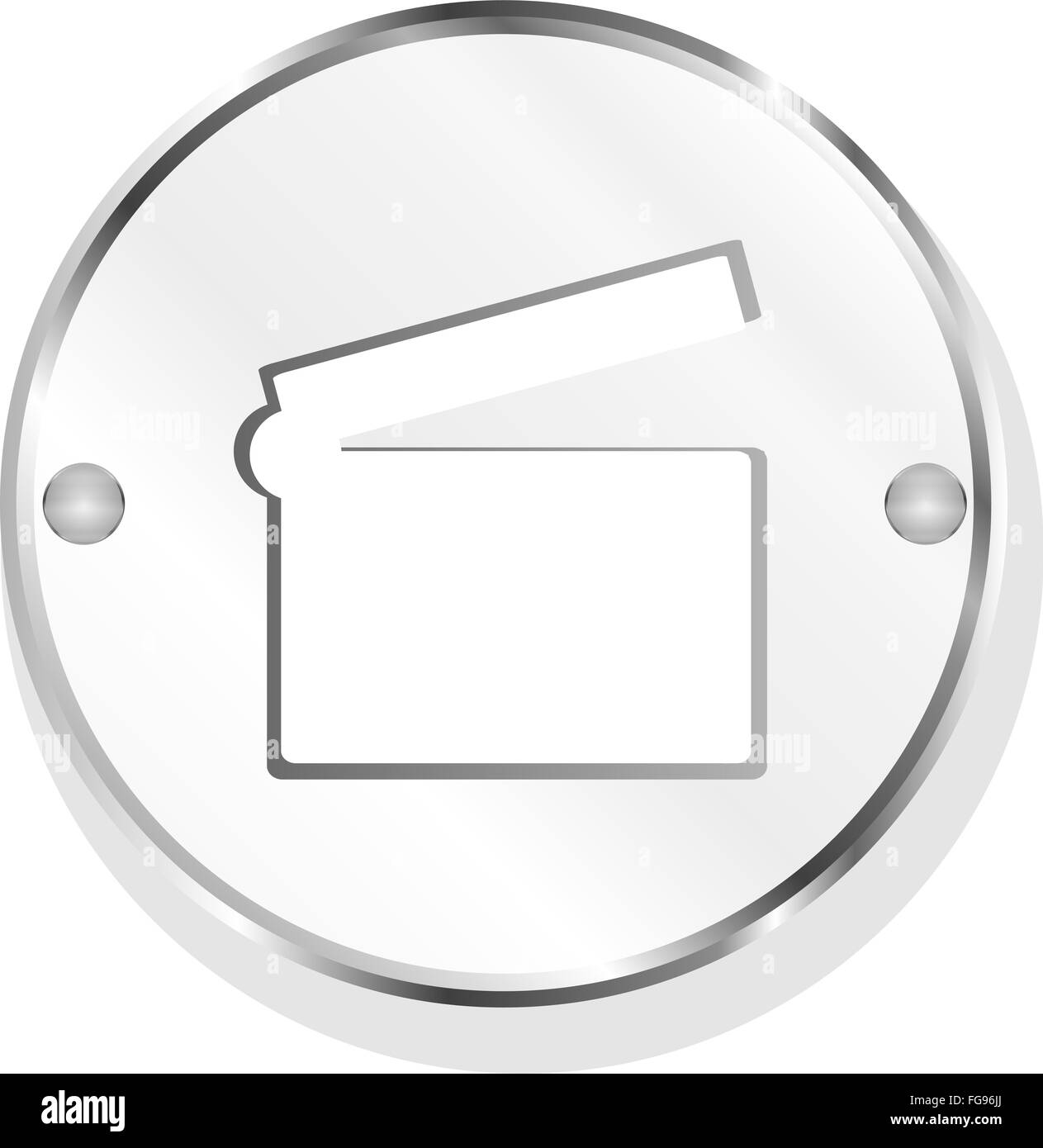Glossy icon with clapper board on metallic icon Stock Photo - Alamy