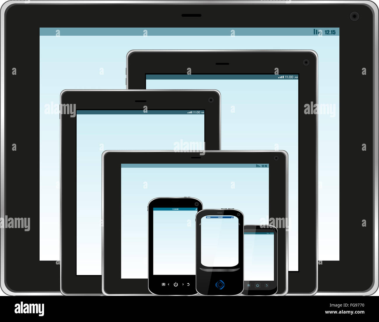 Set of realistic display, tablet computer and mobile phone template