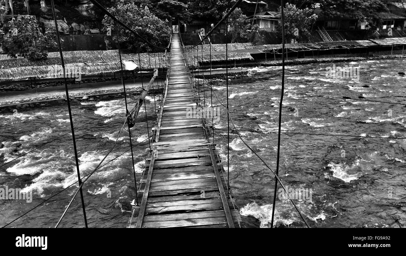 Footbridge Over River Stock Photo