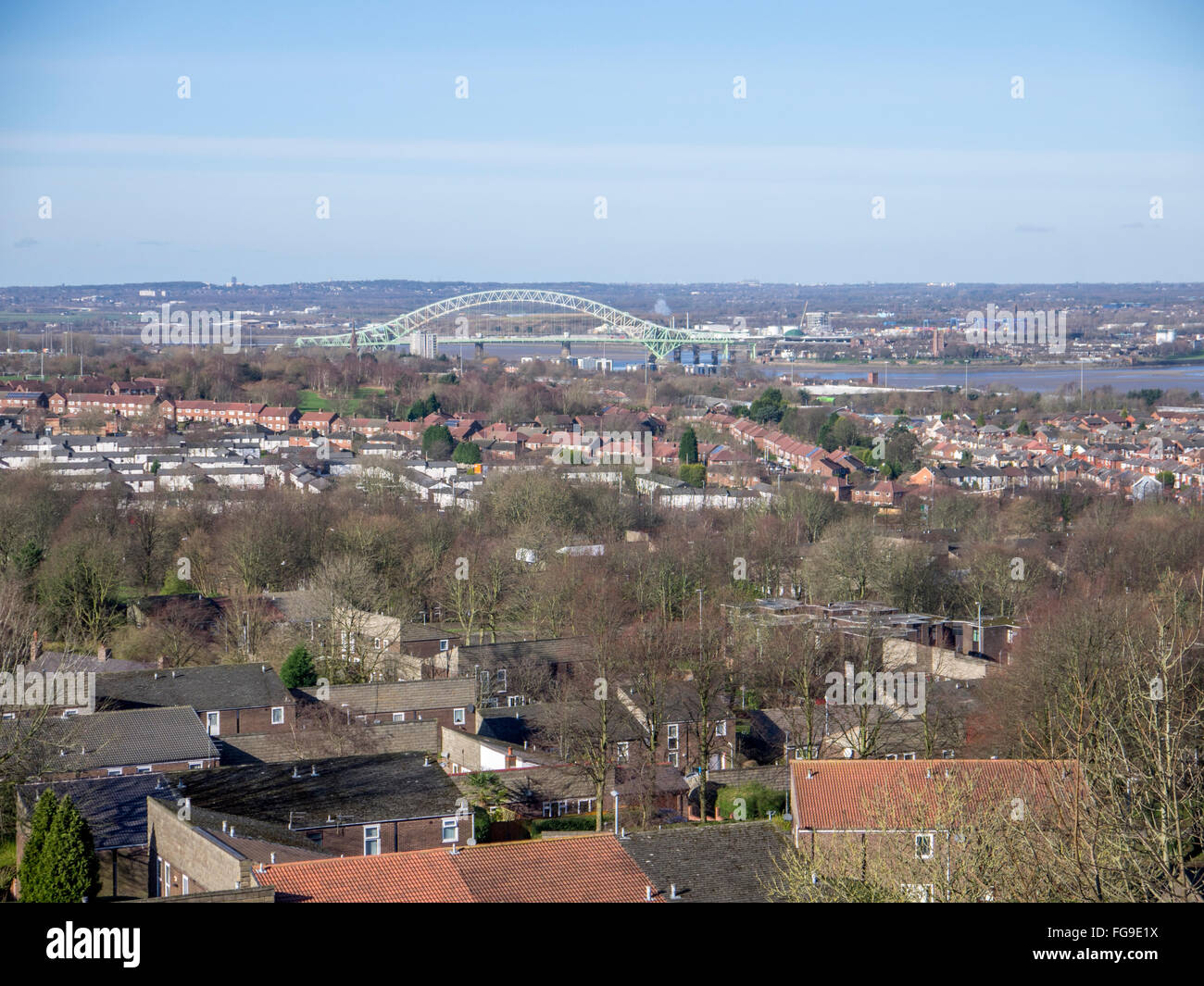 Runcorn Widnes Silver Jubilee Bridge. Stock Photo