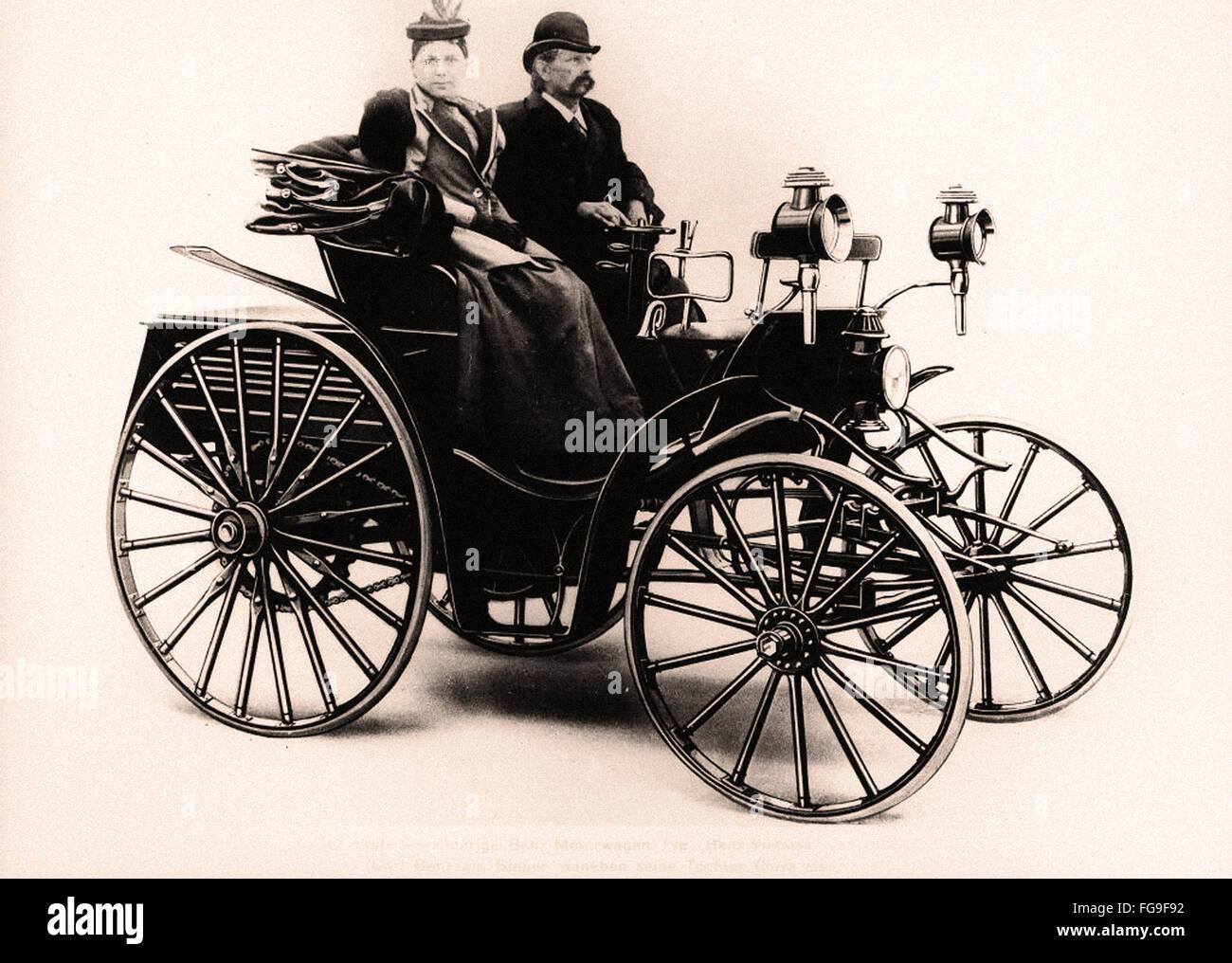 Bertha Benz on car Stock Photo