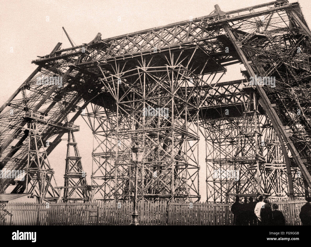Eiffel Tower construction  in Paris Stock Photo