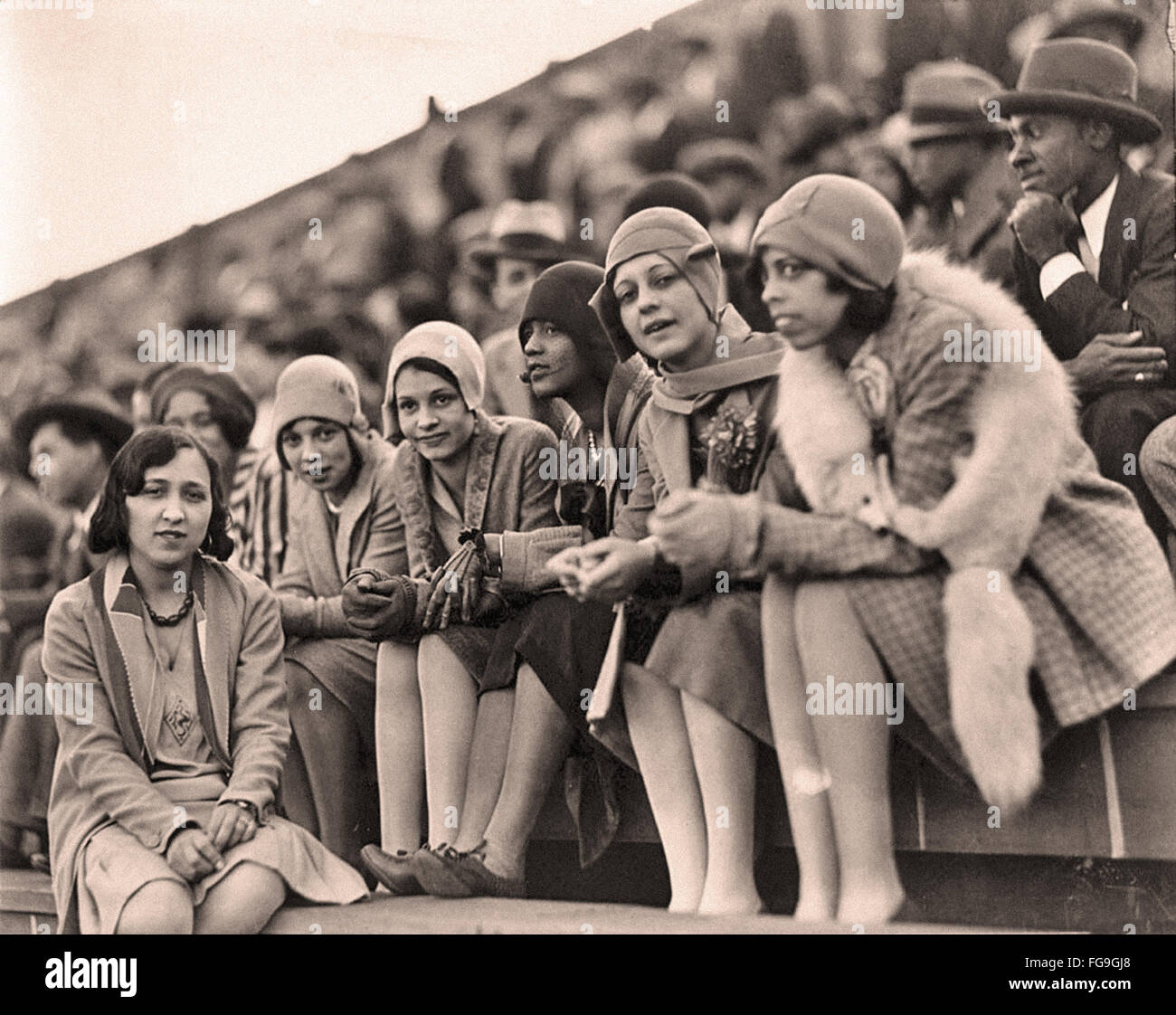 Howard University Afro American young students watching a football game -  1920s Stock Photo