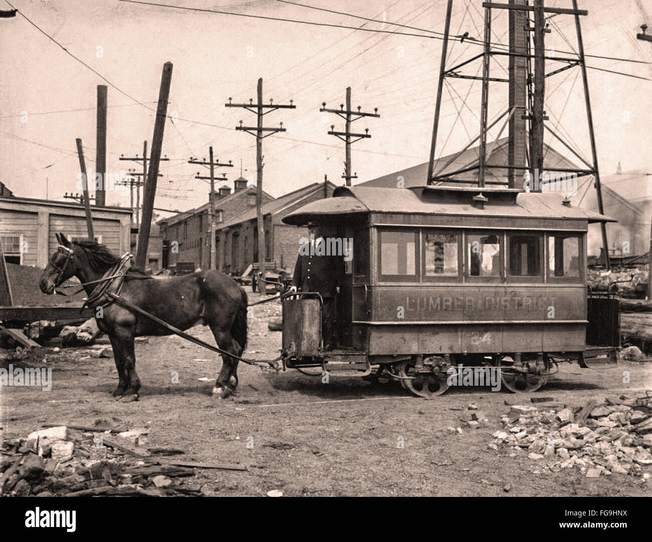 Lumber District Horse Car -  New York   1890 Stock Photo