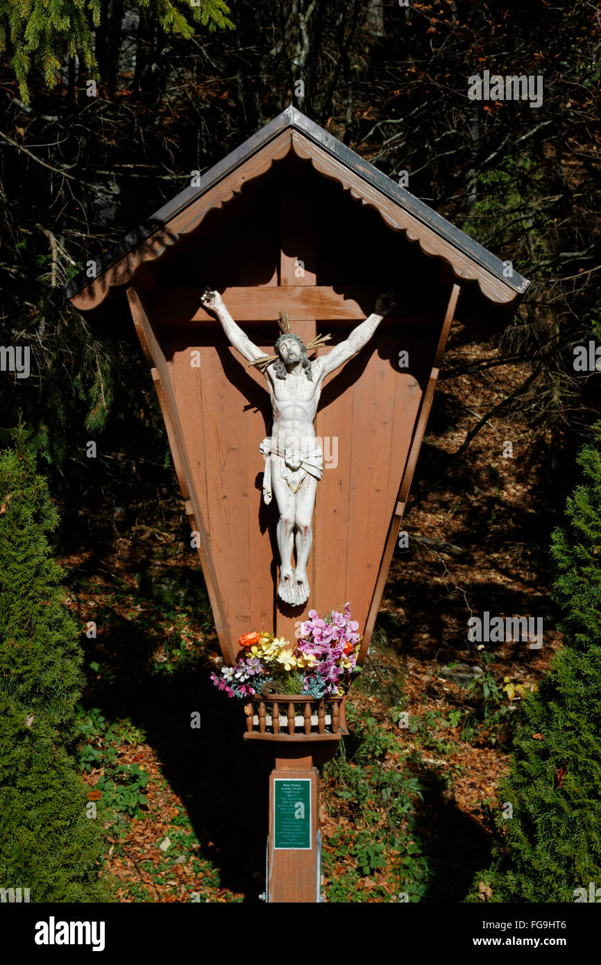 geography / travel, Germany, Bavaria, Mangfall Mountains, wayside cross, Additional-Rights-Clearance-Info-Not-Available Stock Photo