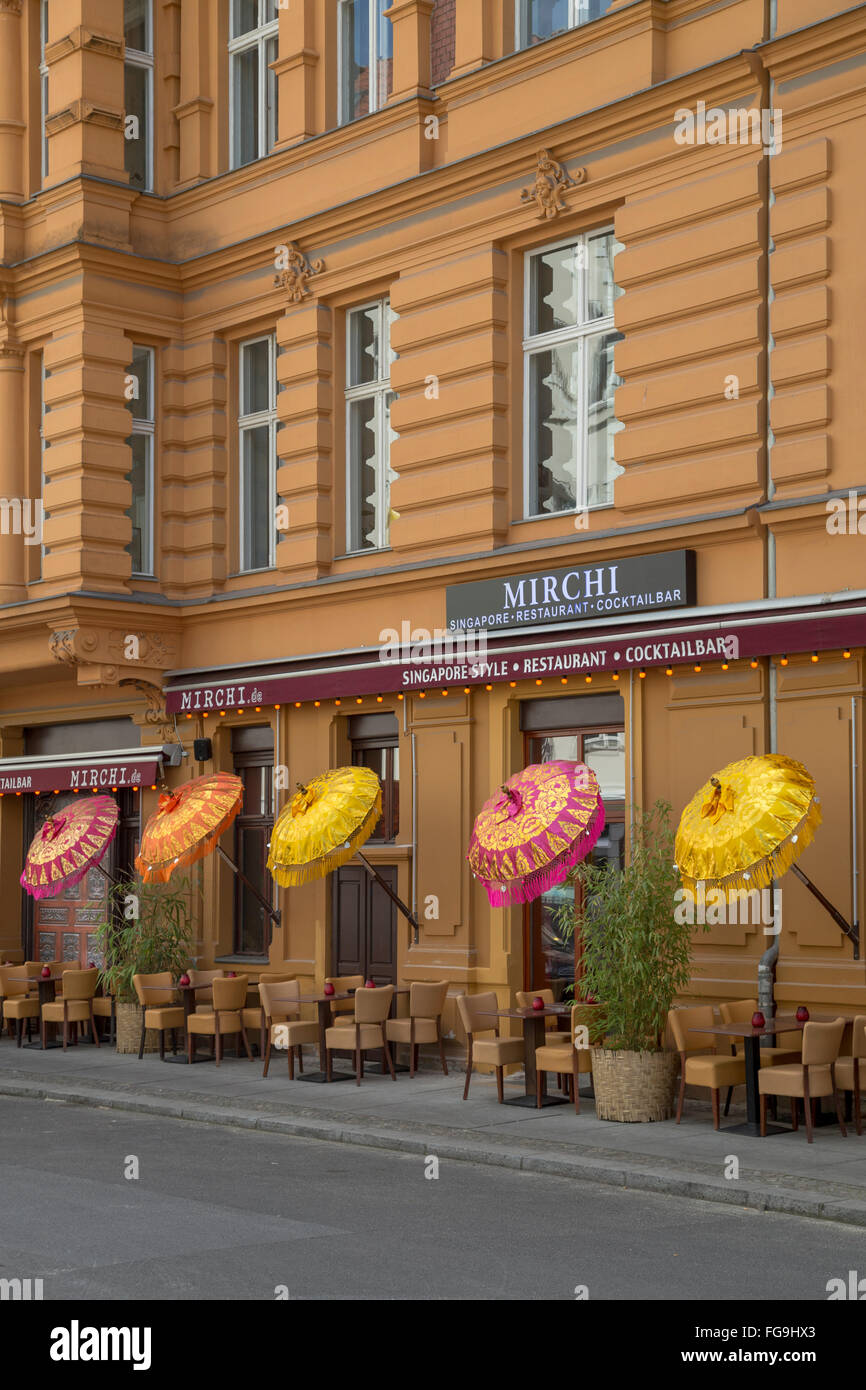 geography / travel, Germany, Berlin, Berlin Mitte, restaurant 'Mirchi', Augustenstrasse corner to Oranienburger Strasse, Additional-Rights-Clearance-Info-Not-Available Stock Photo