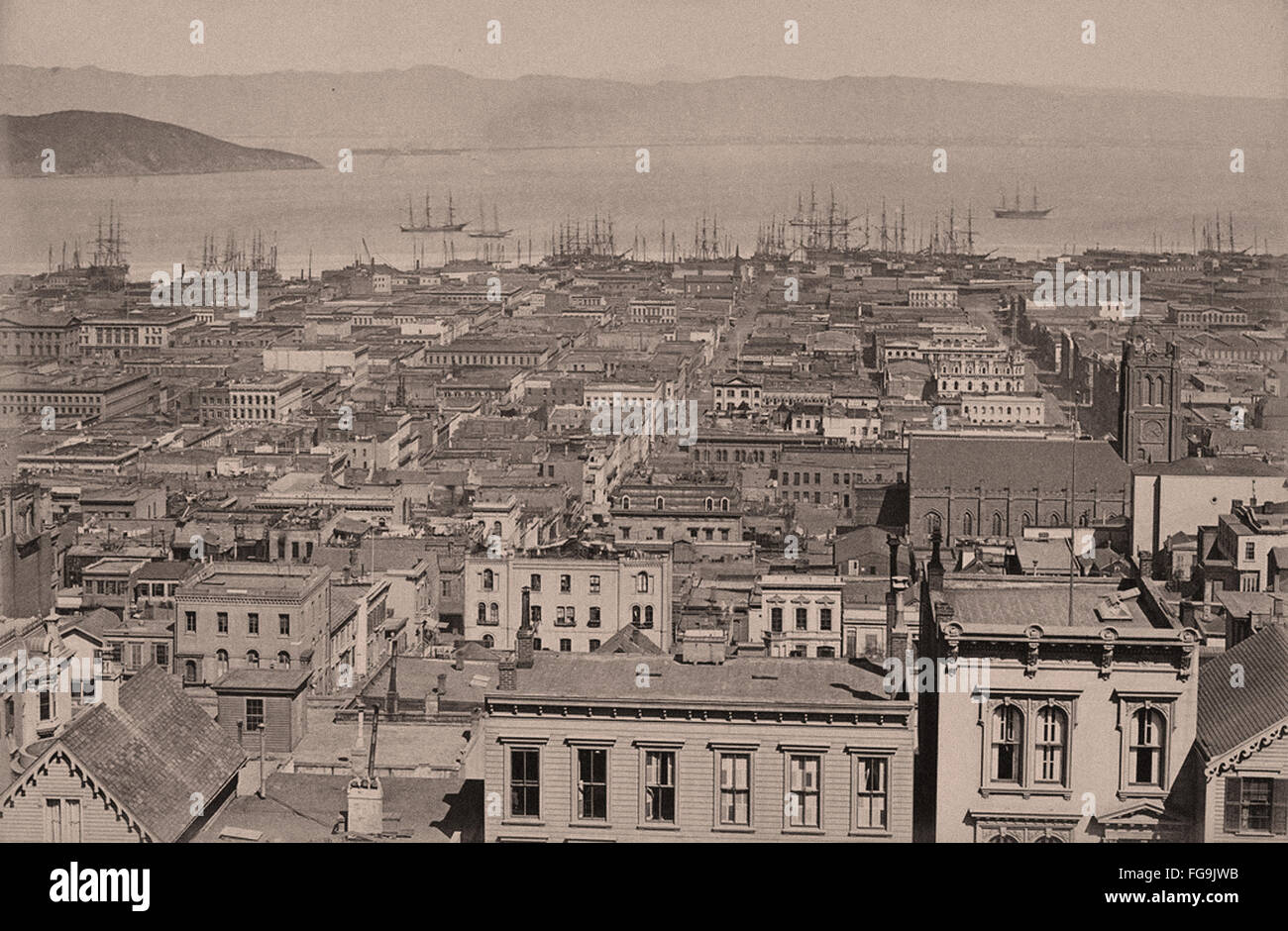 San Francisco Panorama - 1880 1890 Stock Photo
