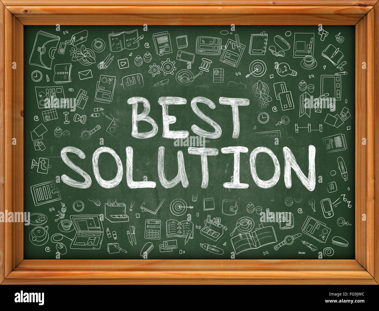 Best Solution Concept. Doodle Icons on Chalkboard Stock Photo - Alamy