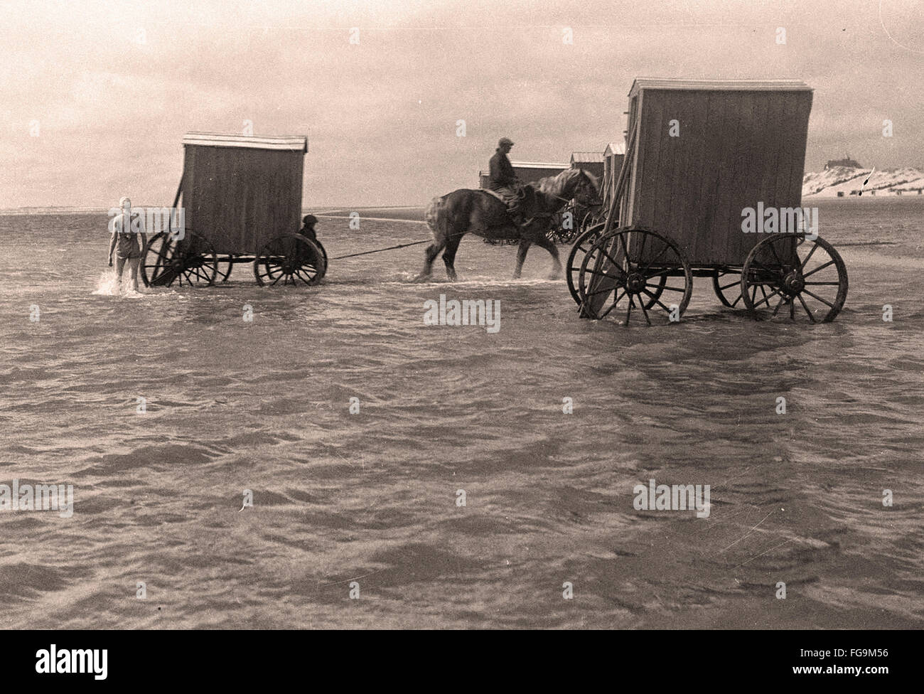 Victorian Bathing Machines - Bath carts - Victorian Era Stock Photo