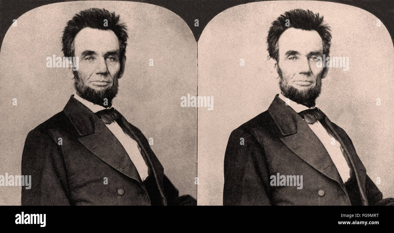 Vintage Stereoscopies portrait of Abraham Lincoln Stock Photo