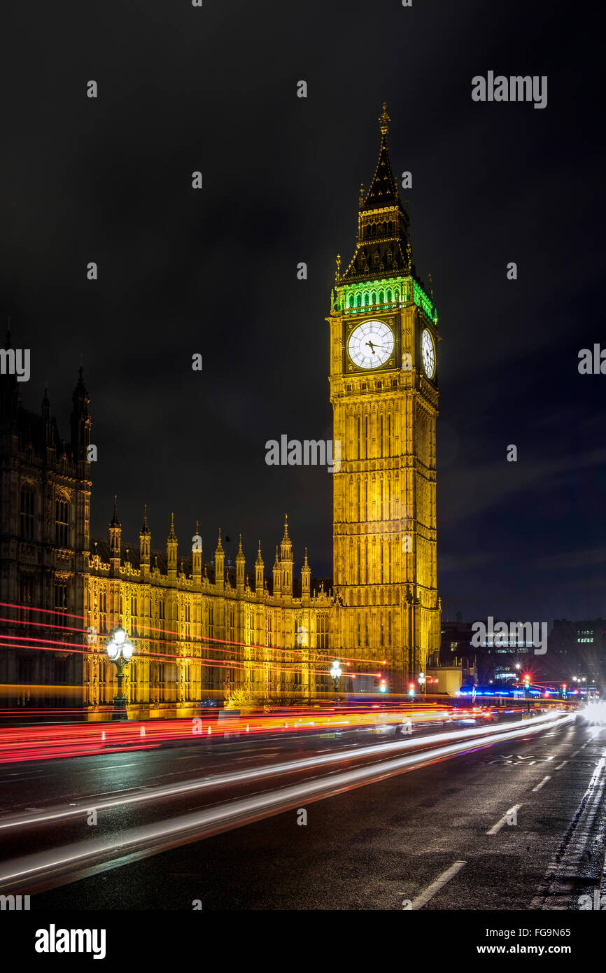 View of Big Ben at Nighttime Stock Photo