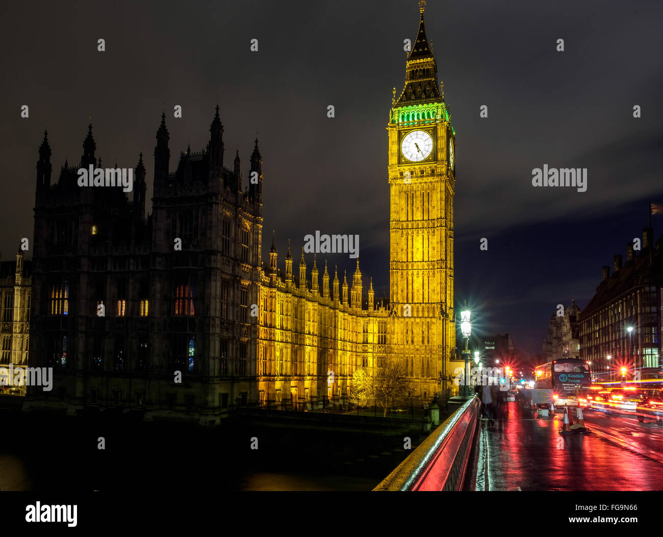 View of Big Ben at Nighttime Stock Photo