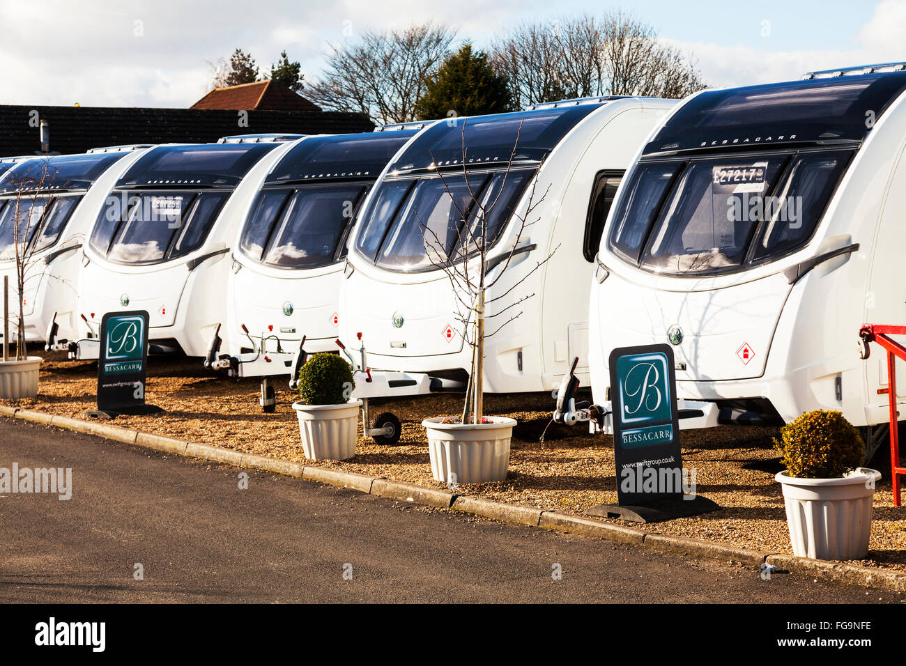 Bessacarr caravan Caravans new for sale forecourt  UK England GB Stock Photo