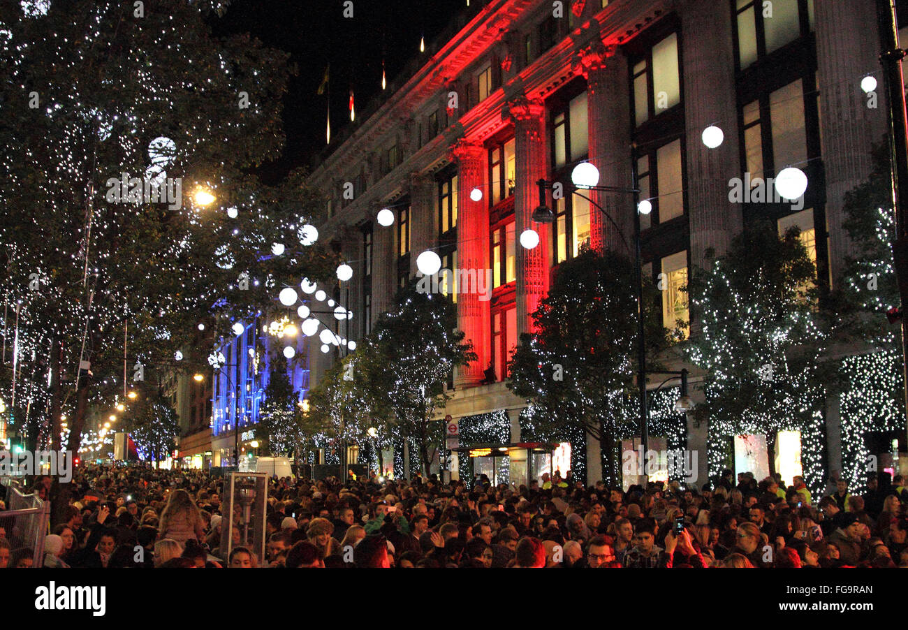 London UK The Oxford Street Christmas Lights Switch On ceremony Oxford