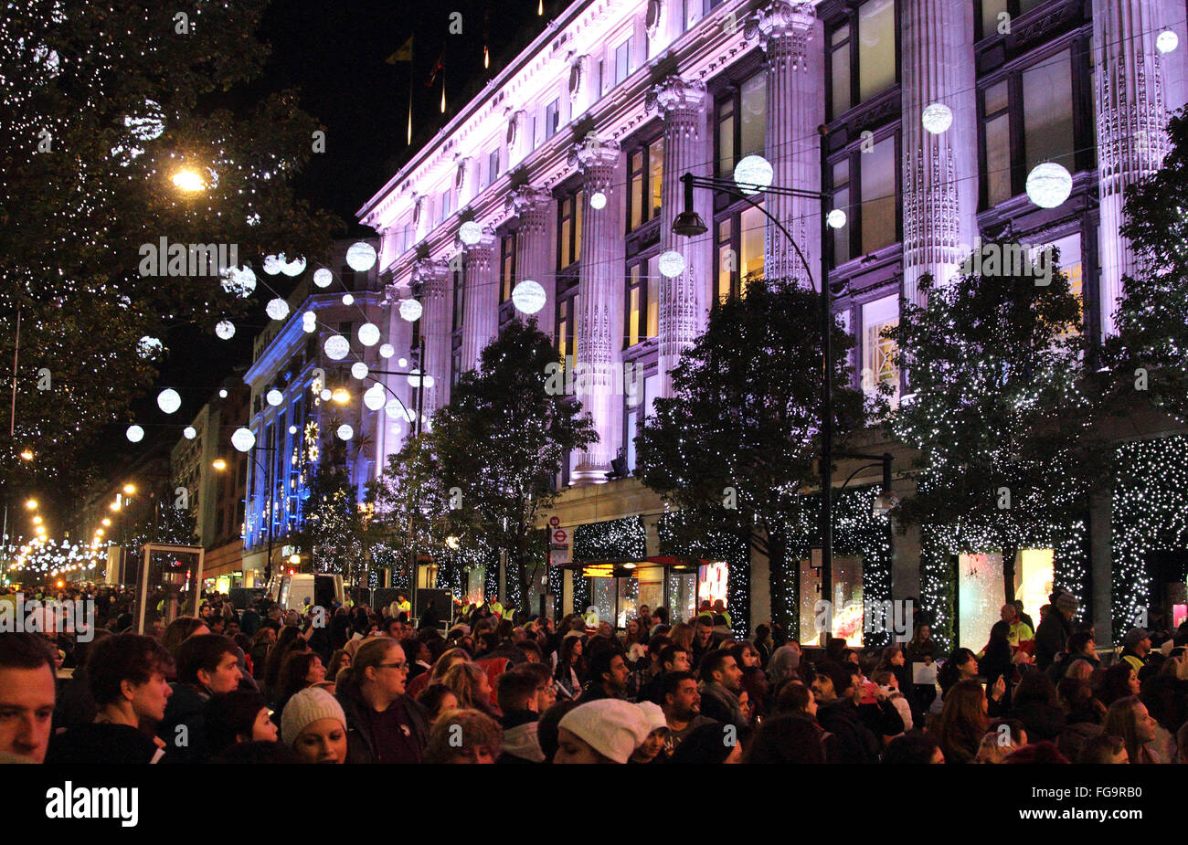 London UK The Oxford Street Christmas Lights Switch On ceremony Oxford