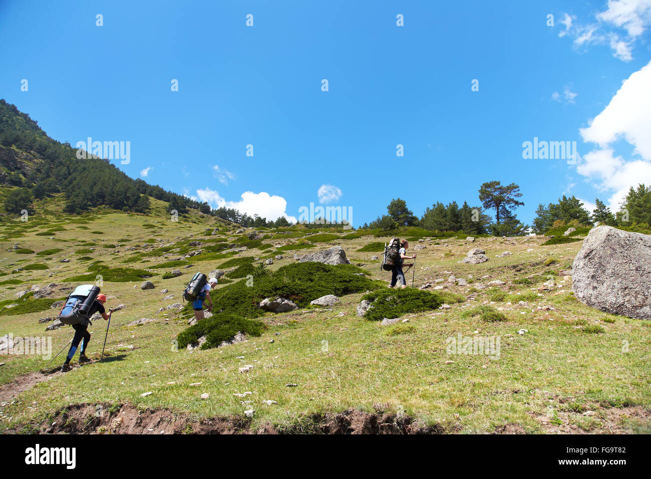 Group of hikers in the mountain Stock Photo - Alamy