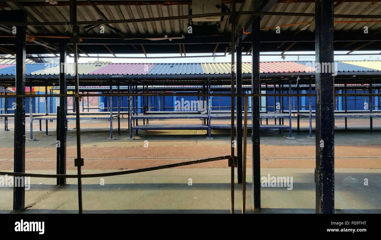 Empty Market Stalls In City Stock Photo Alamy