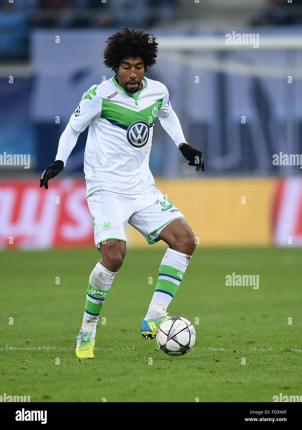 Ghent, Belgium. 17th Feb, 2016. Wolfsburg's Dante controls the ball during  the UEFA Champions League Round of 16 match between KAA Gent - VfL  Wolfsburg, at Ghelamco Arena stadium in Ghent, Belgium,