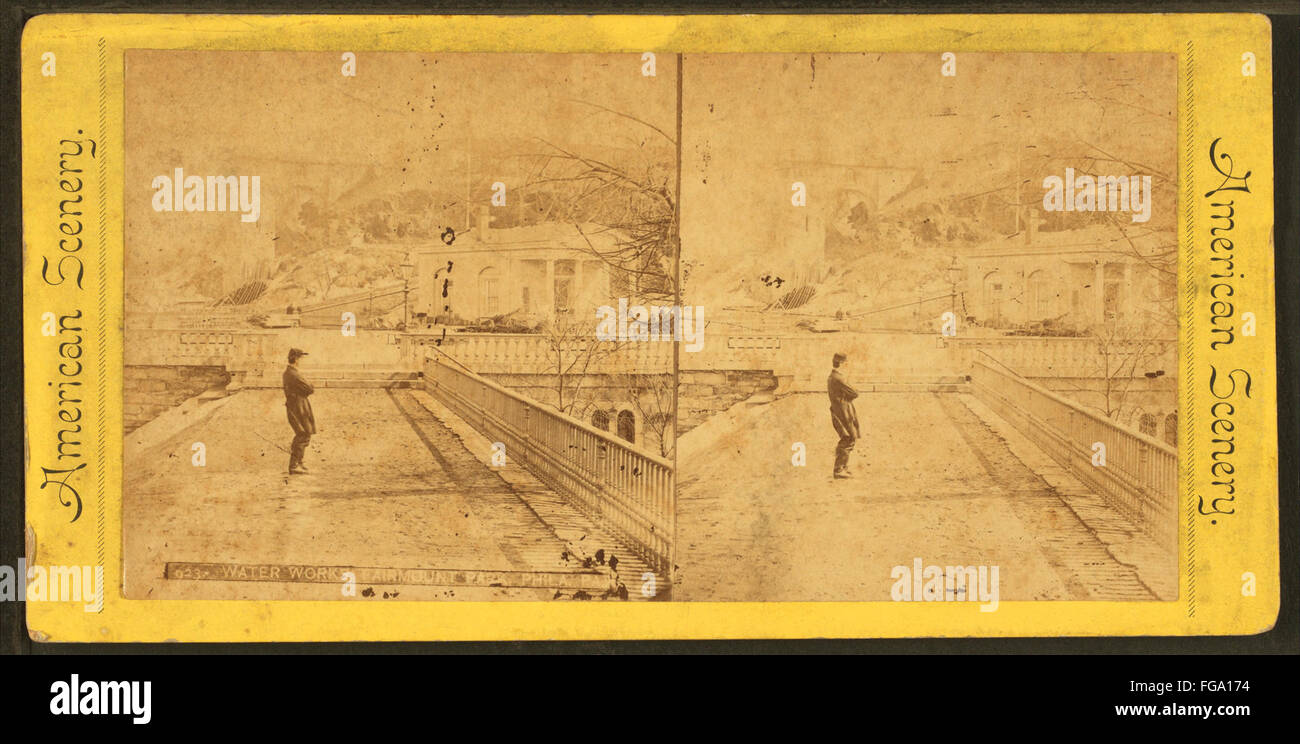 Water Works, Fairmount Park, Phila. Pa, from Robert N. Dennis collection of stereoscopic views Stock Photo