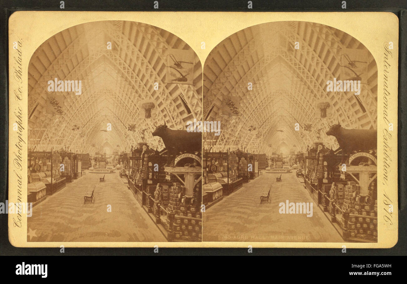 A photograph by Centennial Photographic Co. showing Agricultural Hall ...