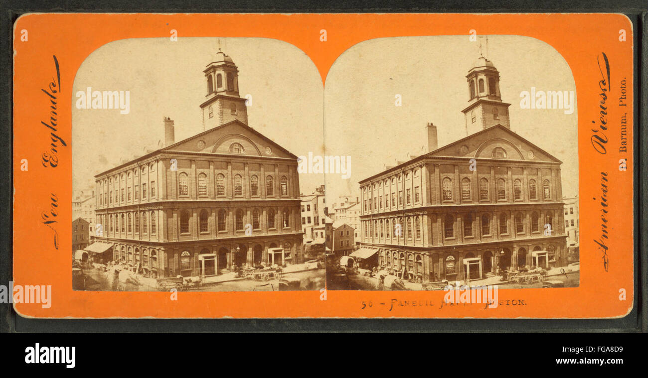 Faneuil Hall, Boston, from Robert N. Dennis collection of stereoscopic