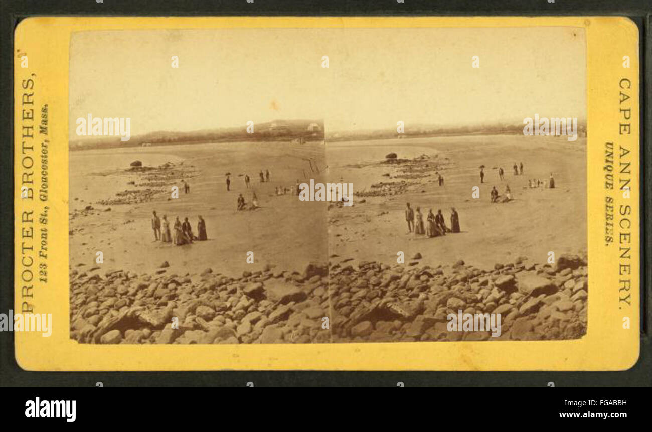 Group of people on the shore, by Procter Brothers Stock Photo