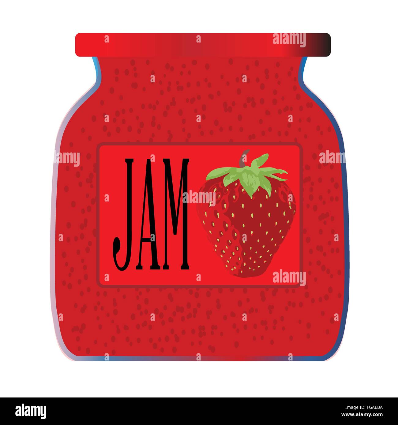 A jar of strawberry jam over a white background Stock Vector
