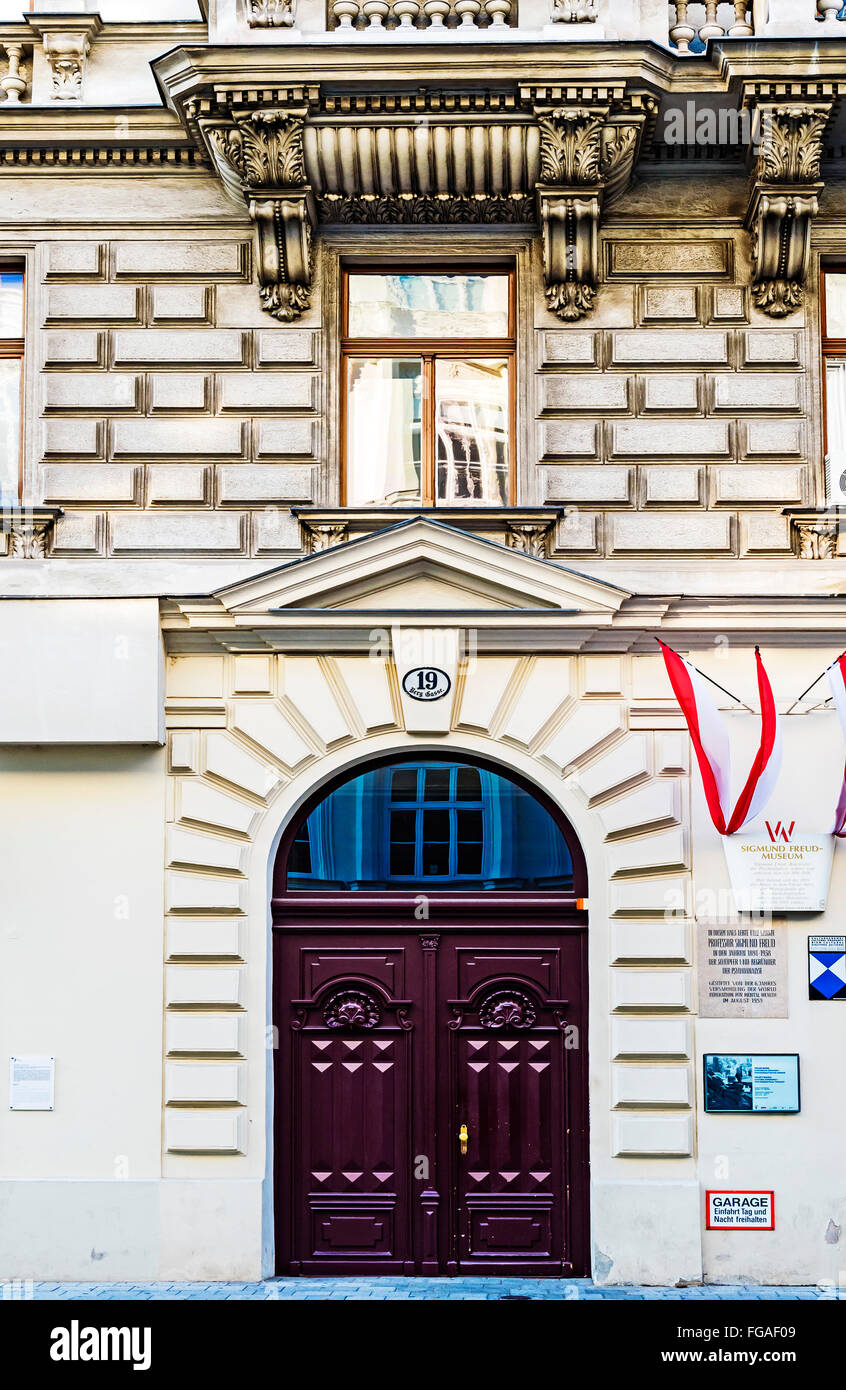 Former home of Sigmund Freud, the father of psychoanalysis, Berggasse 19, Vienna, Austria, now a museum Stock Photo