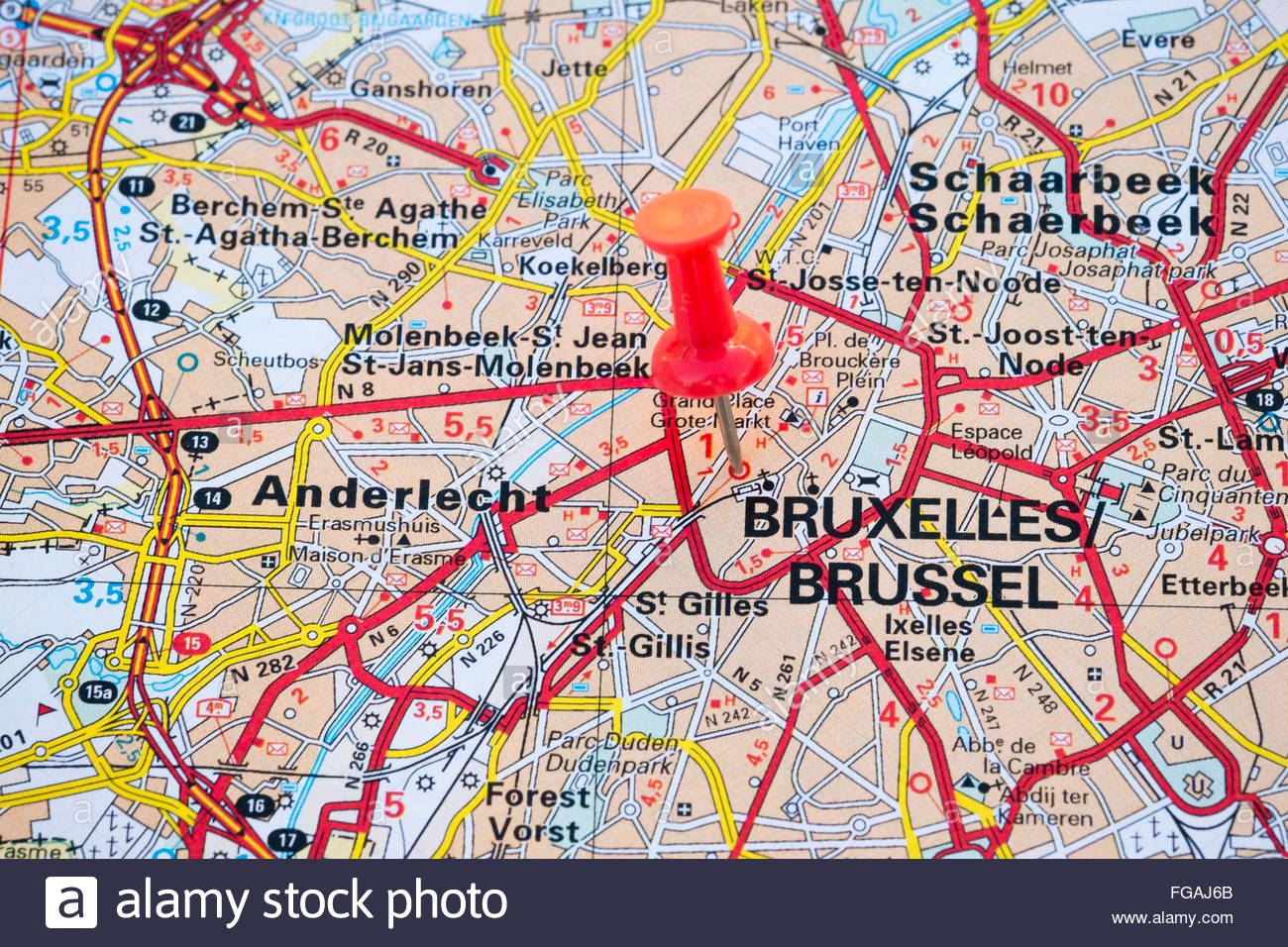 Map Of Brussels Capital City Belgium FGAJ6B 