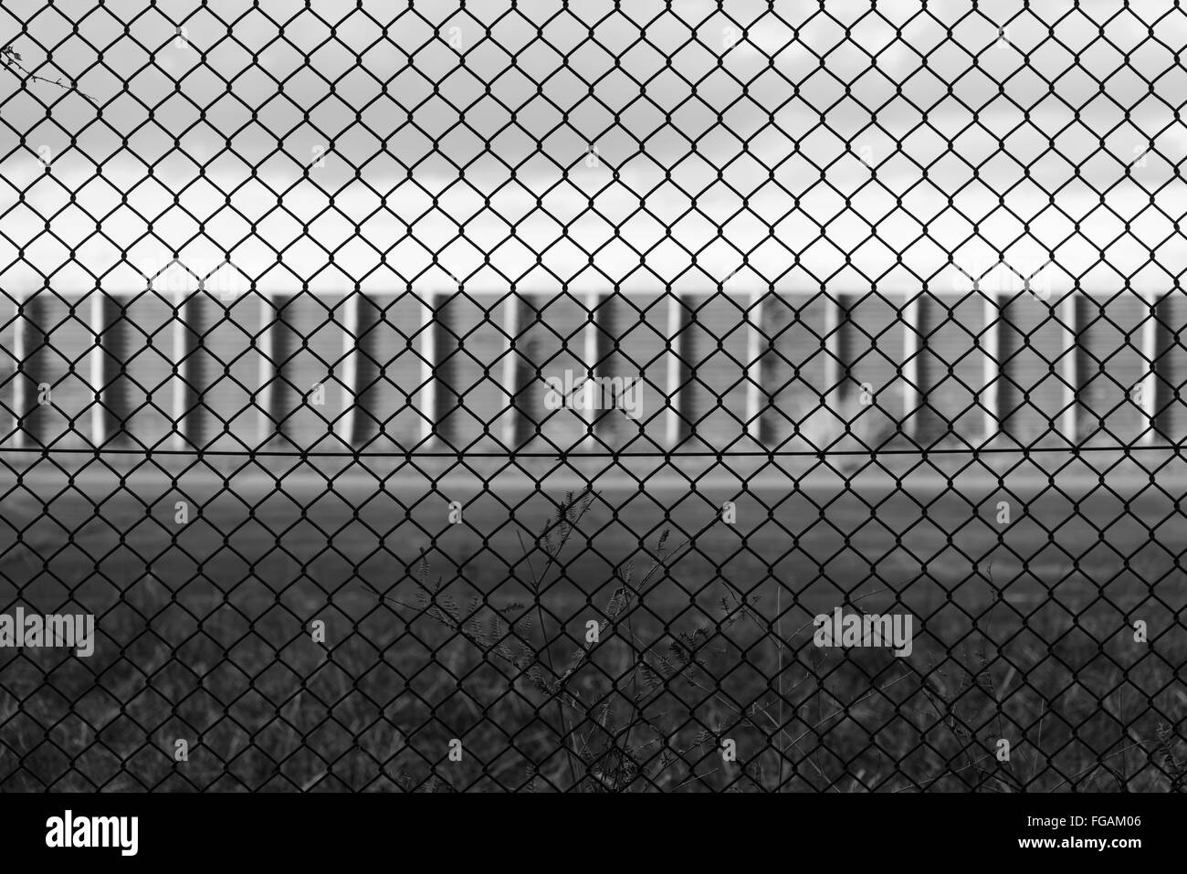 Jet engine blast wall, RAF Woodbridge Airfield, Rendlesham, Suffolk, UK. Stock Photo