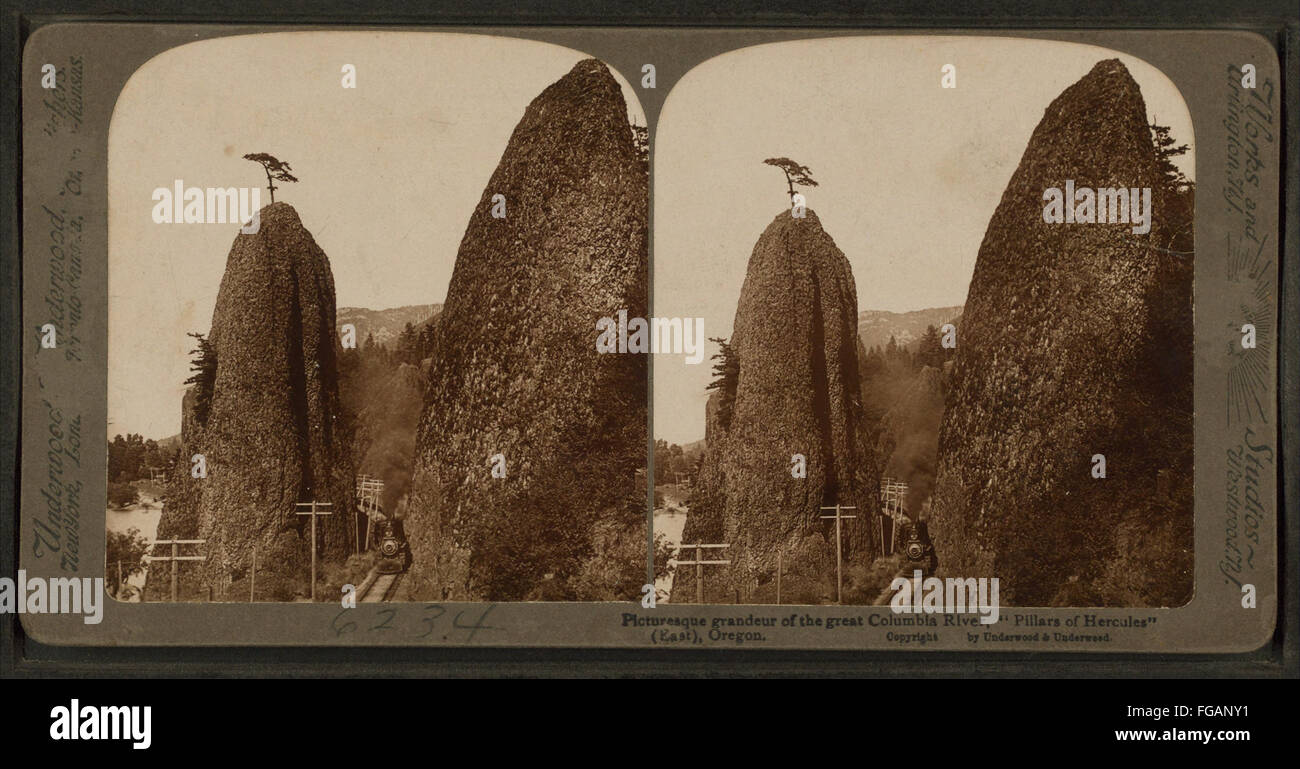Picturesque grandeur of the great Columbia River, 'Pillars of Hercules' (East), Oregon, from