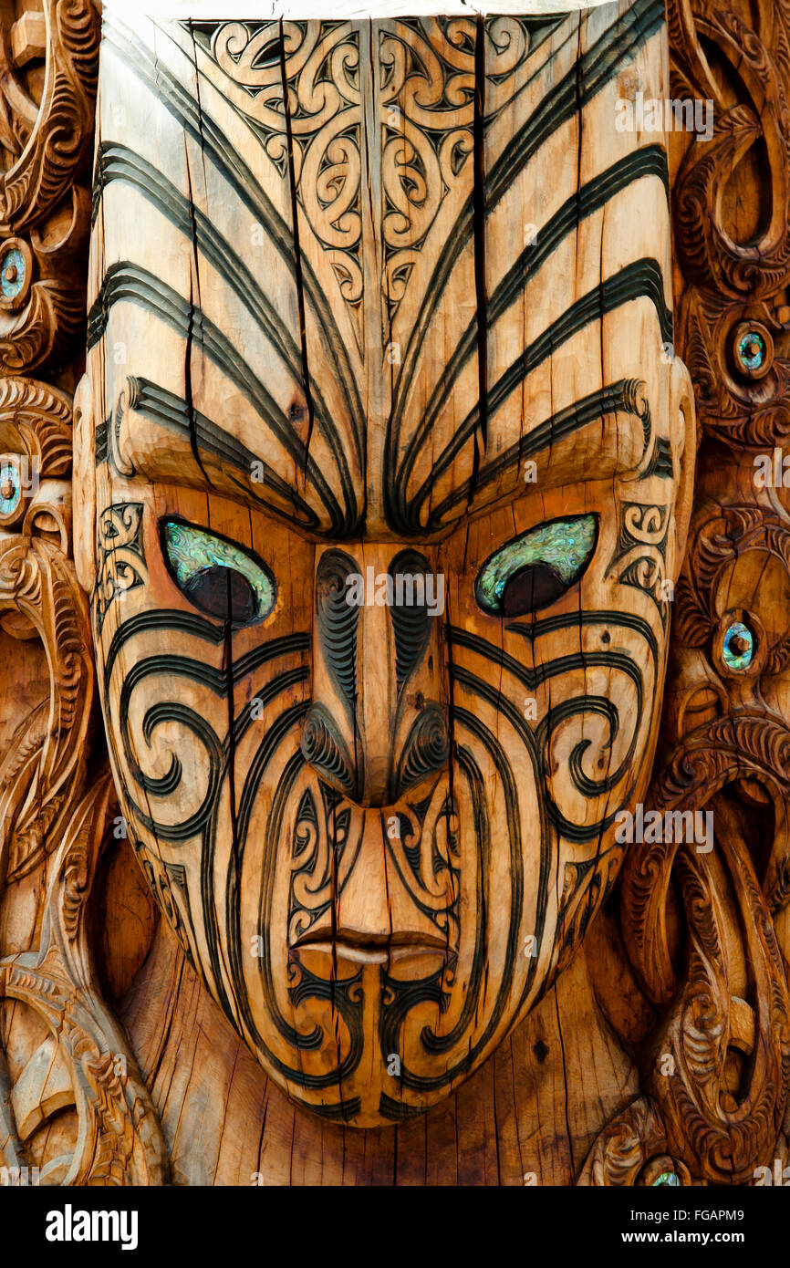 Maori Mask Rotorua New Zealand Stock Photo Alamy