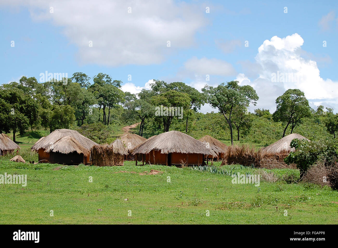 African Huts - Zambia Stock Photo