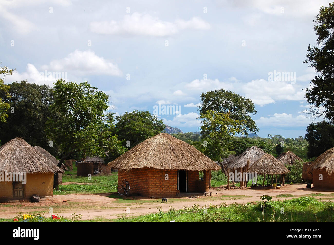 African Huts - Zambia Stock Photo
