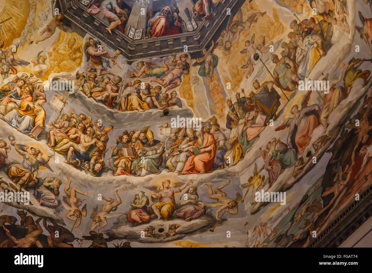 Close Up Detailed Interior Dome View Of Famous Duomo In