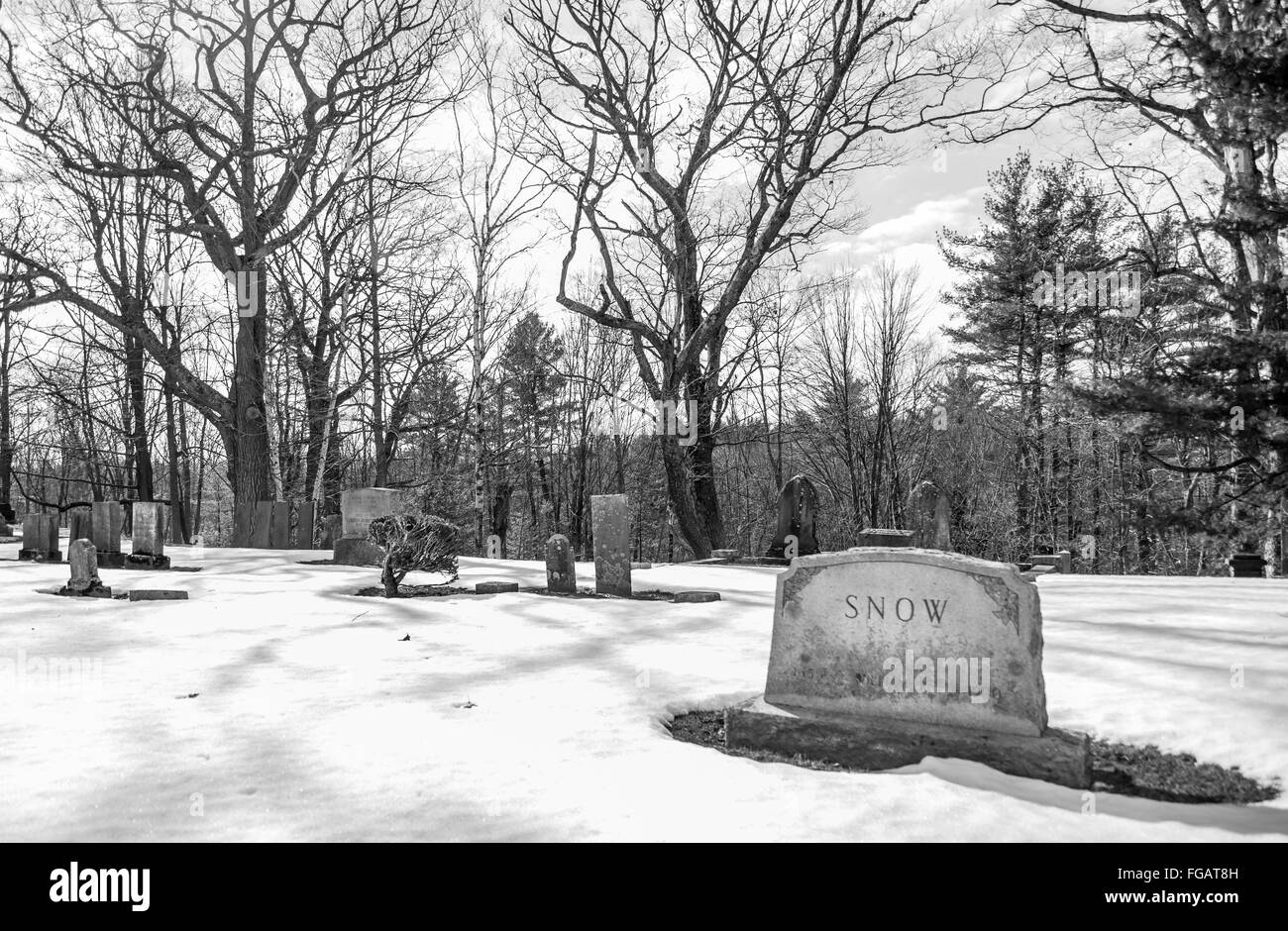 Headstones in the snow Black and White Stock Photos & Images - Alamy