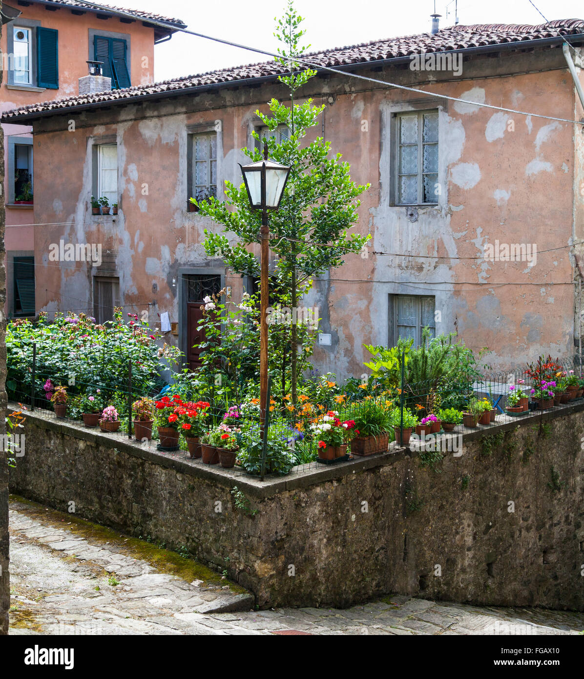 Tuscany corner garden Stock Photo