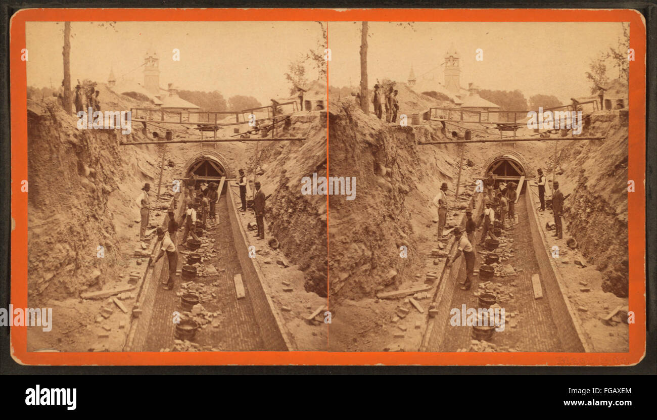 Sudbury River Conduit, B.W.W., view near Center Street, div. 4, sec. 15, Sept. 13, 1876, from Robert N. Dennis collection of stereoscopic views Stock Photo