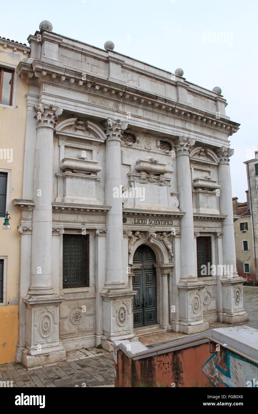 Liceo Scientifico G.B. Benedetti, Fondamenta Santa Giustina, Castello, Venice, Veneto, Italy, Adriatic Sea, Europe Stock Photo