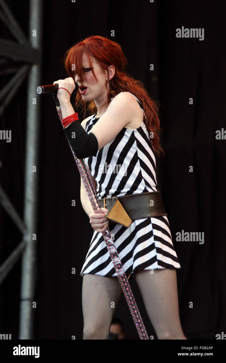 Shirley Manson performing in the band Garbage on the Pyramid stage  