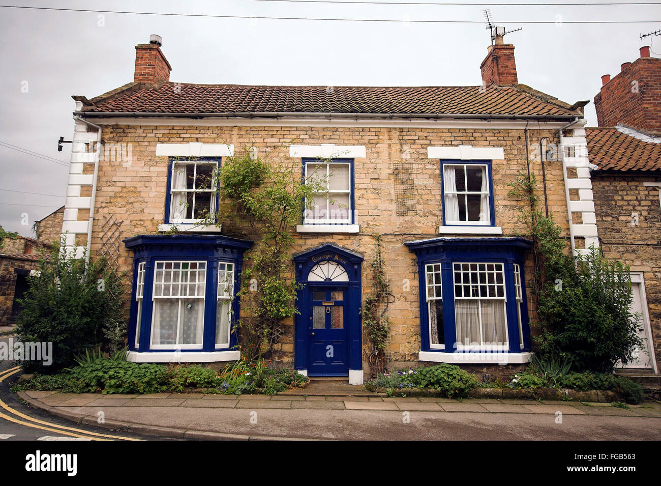 Row of stone houses, Pickering, North Yorkshire, England, UK Stock