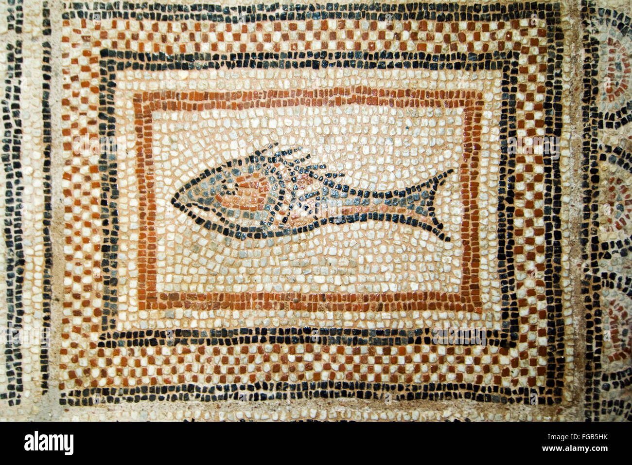 Griechenland, Kreta, bei Paleochora, Sougia, Mosaikfussboden der Dorfkirche Stock Photo