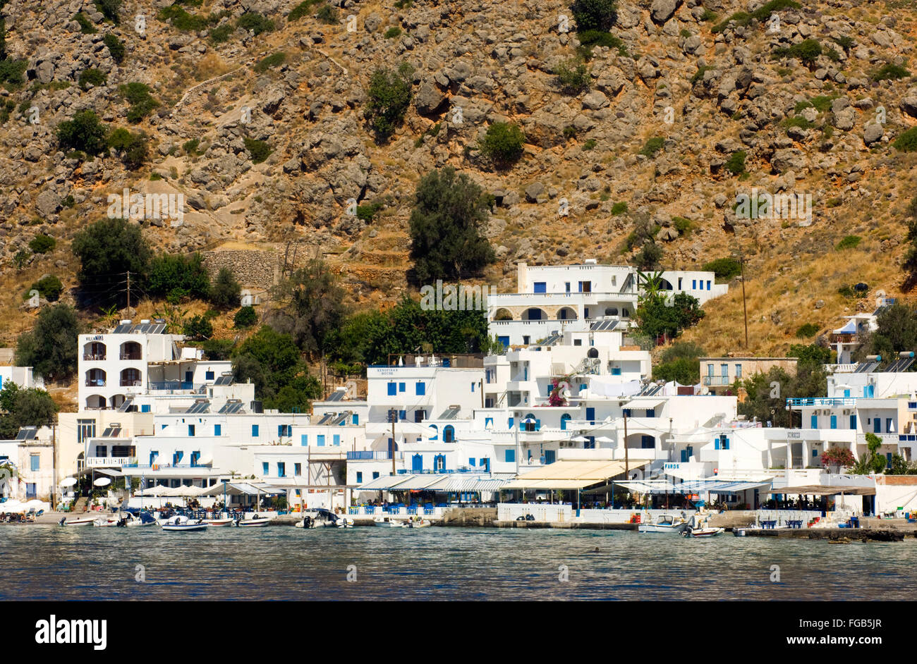 Griechenland, Kreta, Loutro, der malerische Ferienortist nur per Schiff zu erreichen Stock Photo