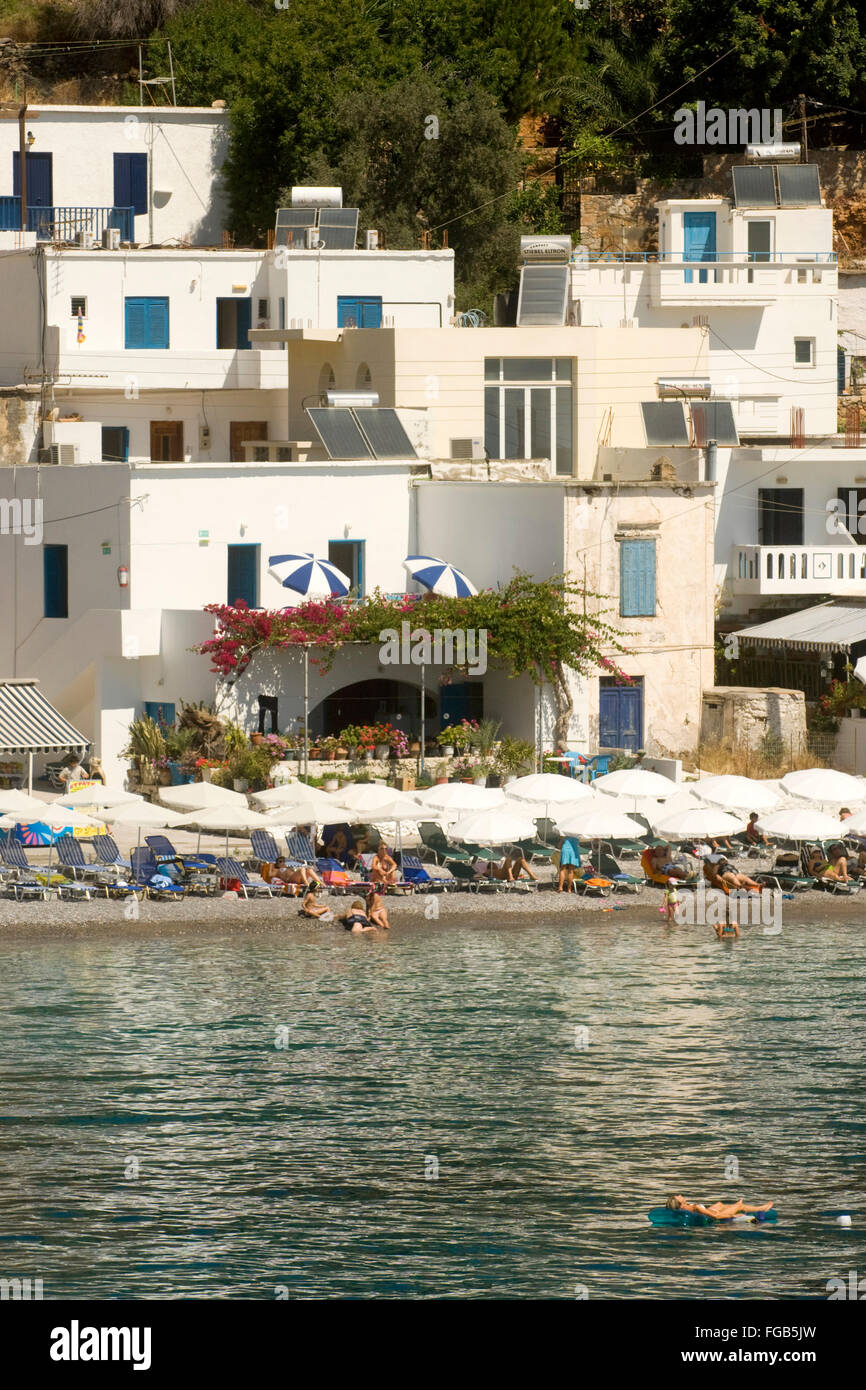 Griechenland, Kreta, Loutro, der malerische Ferienortist nur per Schiff zu erreichen Stock Photo