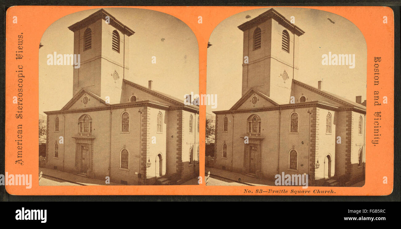 Brattle Square Church, from Robert N. Dennis collection of stereoscopic views Stock Photo