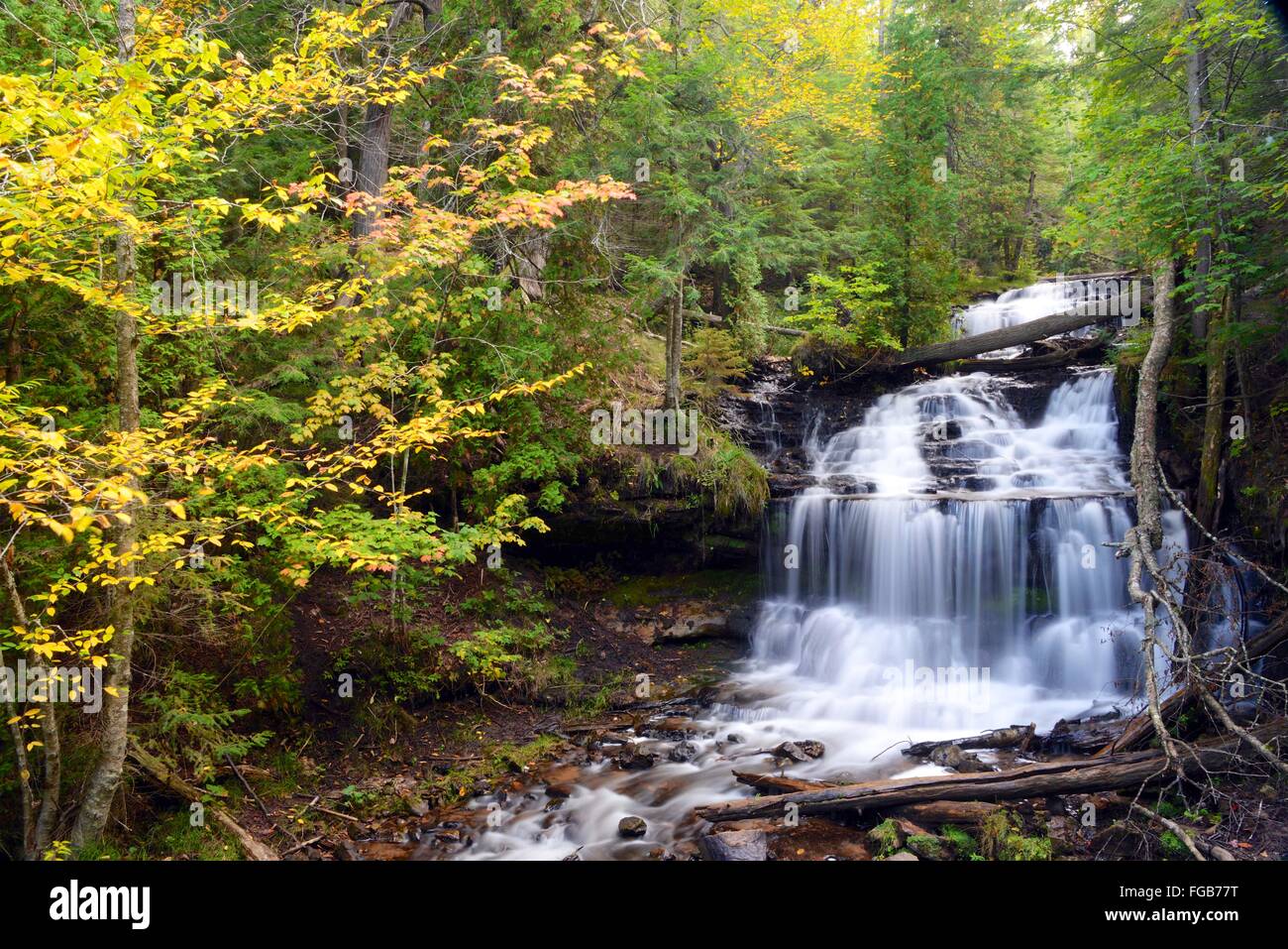 Wagner Falls, Hiawatha National Forest, Upper Peninsula, Michigan Stock