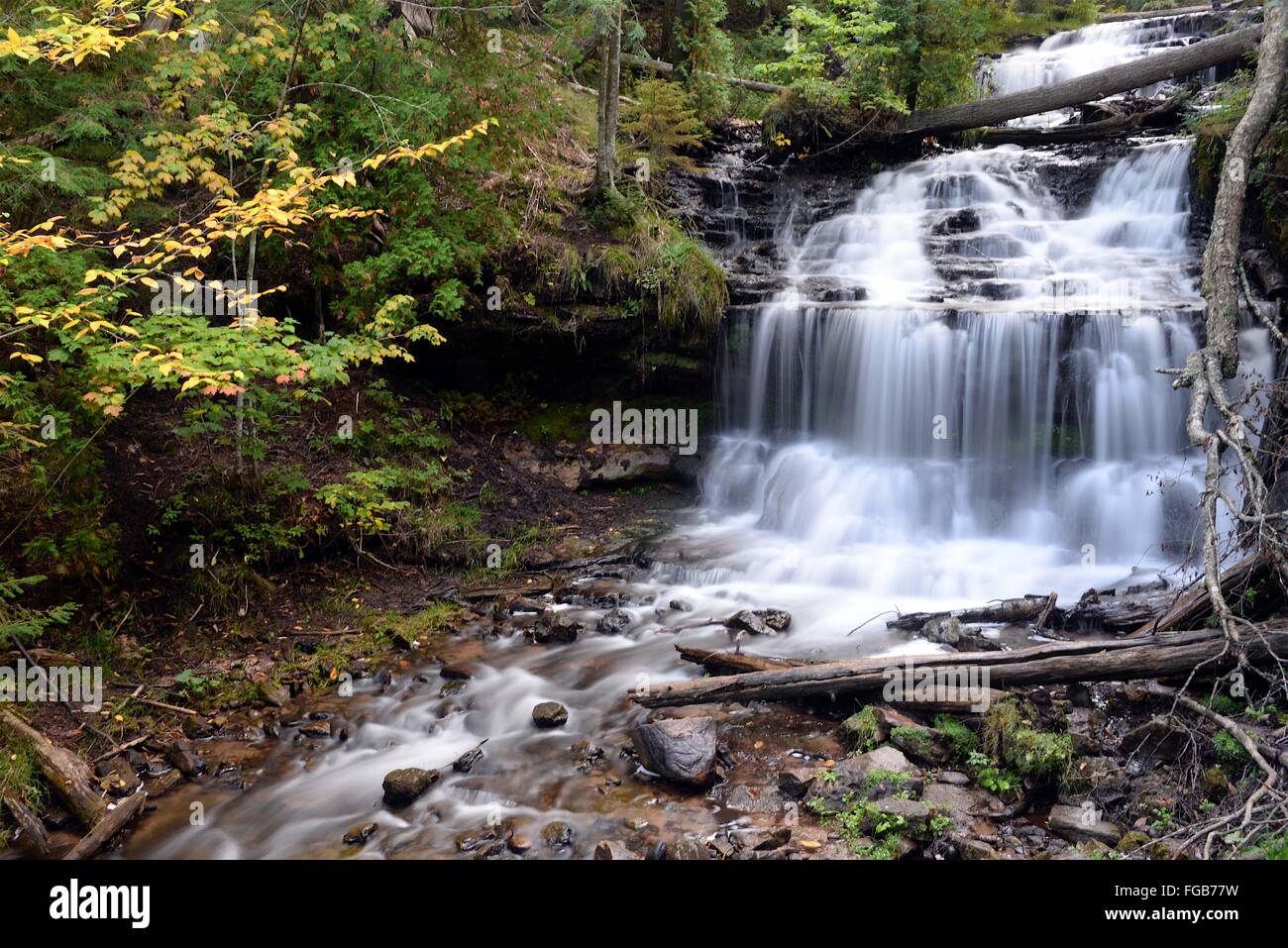 Wagner Falls, Hiawatha National Forest, Upper Peninsula, Michigan Stock